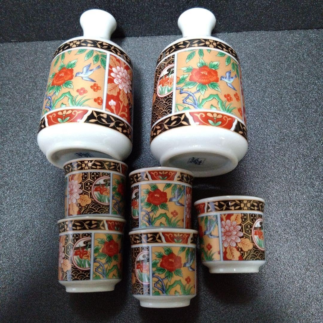 有田焼 昇龍窯 古伊万里 徳利2本＆猪口5個 酒器 新生活 お花見 酒器